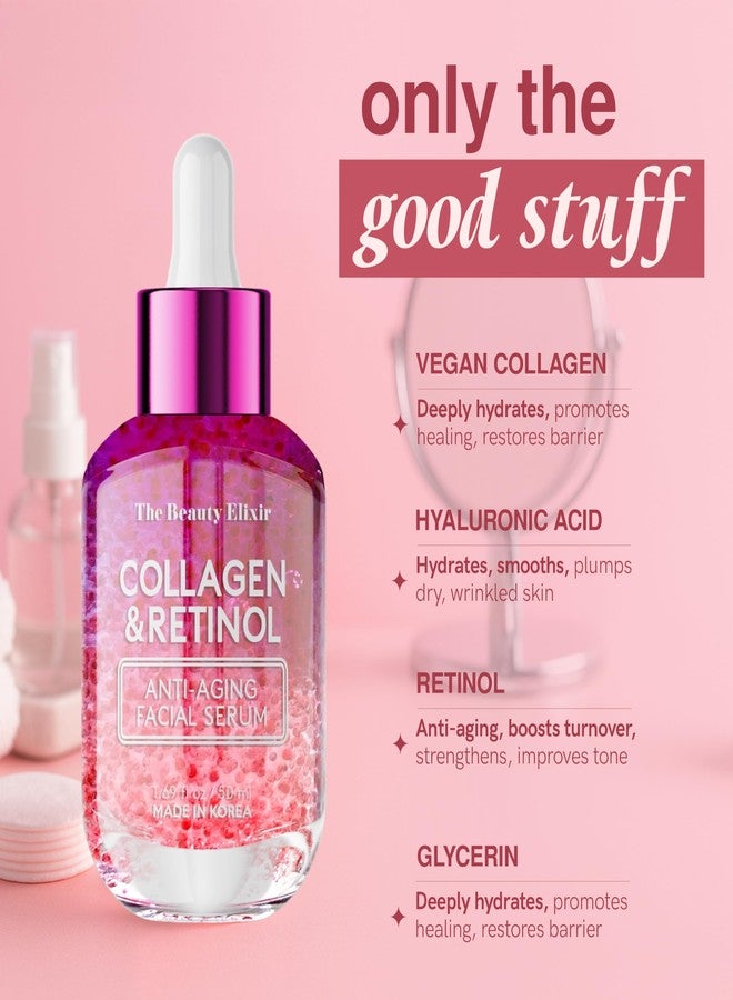 The Beauty Elixir Collagen & Retinol Serum For Face - Ultra Hydrating, Restores, Smooths & Reduces Wrinkles - Dermatologist Tested, Natural Ingredients, Clean Beauty - Korean Skin Care - 1.69 Fl. Oz - Image 4